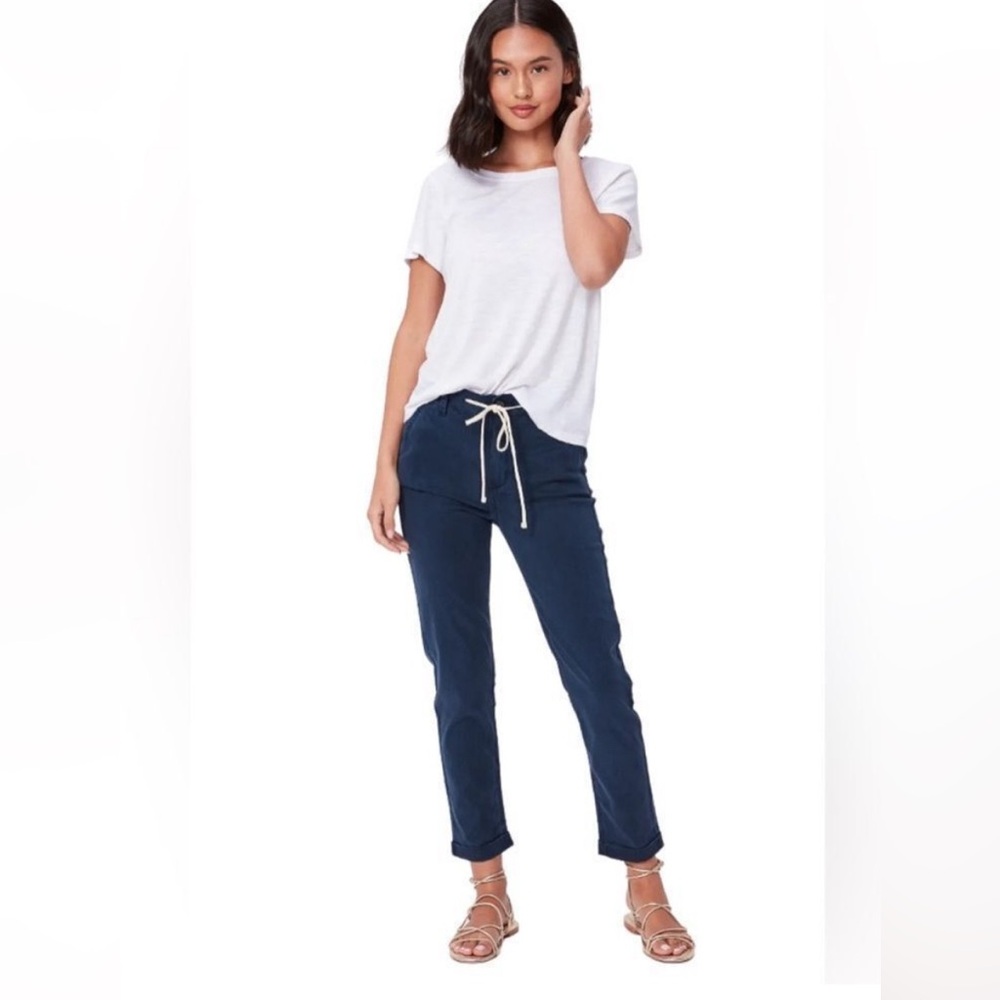PAIGE Navy Drawstring Track Joggers